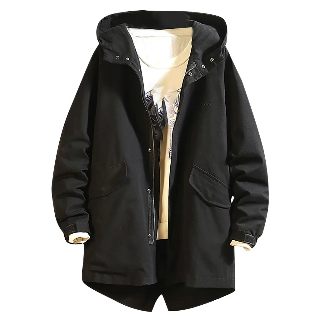 Мужская куртка, Осеннее спортивное пальто, зимнее повседневное Модное теплое Мужское пальто с капюшоном, на молнии, однотонное, уличное, флисовое, мужское пальто