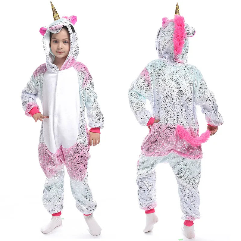 Baby Girl Clothes Kigurumi Children Unicorn Pajamas Winter Animal Cartoon Sleepers Licorne Stitch Onesie Kids Costumes Jumpsuit