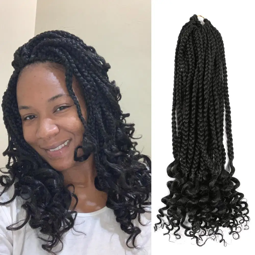 

DAIRESS 18" Box Braids Curly Ends Crochet Braids 22Roots/Pack Goddess Crochet Box Braids Crochet Hair Braiding Hair Entensions