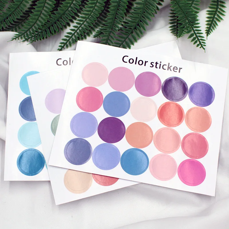 Ins Small Circle Color Label Sticker Card Photo Sealing Paster Notebook Stationery Diy Decorative Stickers Scrapbooking | Канцтовары для