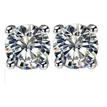 TE002! Белый цвет золота 6 зубцами 0,5-2 карат, круглая огранка бриллиантовой огранки Класс SONA, имитация серьги-гвоздики, серьги для женщин