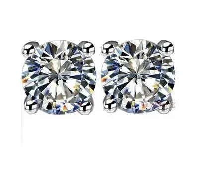 

TE002 Free Shipping!White Gold color 6 Prongs 0.5-2 carat Round Brilliant Cut Grade sona Simulated Gem Stud Earring for women