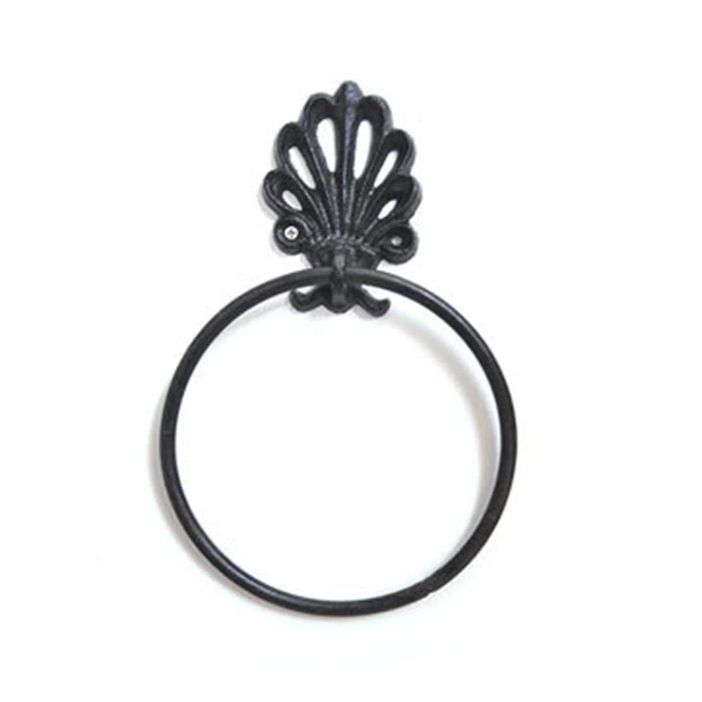 Bathroom Towel Ring Bathroom Towel Holder Cast Iron Towel Holder Towels Ring Hanger Vintage Heavy Duty Metal Unique Rustic Bathroom Decor Hook Retro Creative Shelf Rack