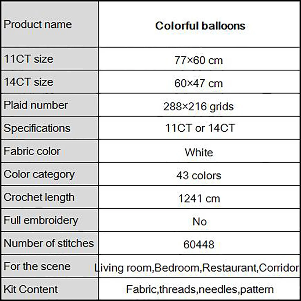 Joy Sunday Colorful balloon cross stitch printed canvas Embroidery Kit 14CT Animal fabric counted DIY needlework DMC Home decor