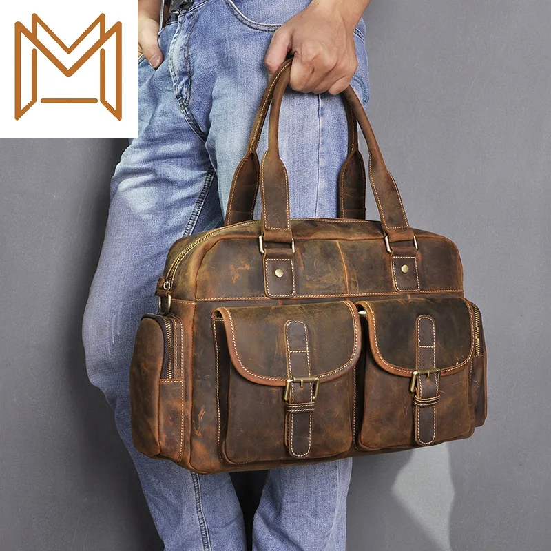 

Crazy Horsehide Genuine Leather Man Capacity Inch Portable Travel Envelope