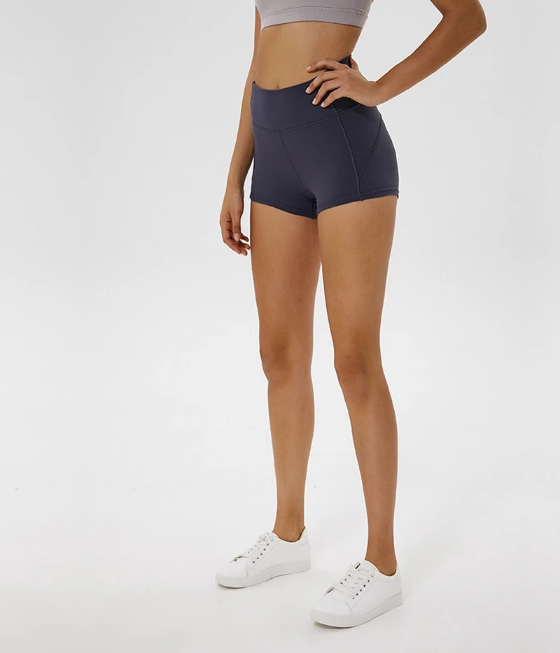 Black/Gray/Purple/Pink Women High Waist Yoga Shorts Slim Solid Fitness Jogger Sport Workout Tummy Control Gym Athletic Shorts