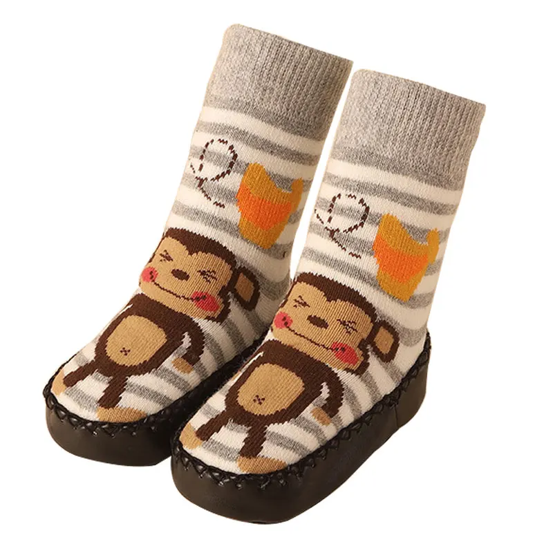 KF538F Зимние носки для малышей носки для мальчиков и девочек chaussette/Хлопковые гетры для малышей, детские носки-тапочки нескользящие носки для малышей - Цвет: KF538F