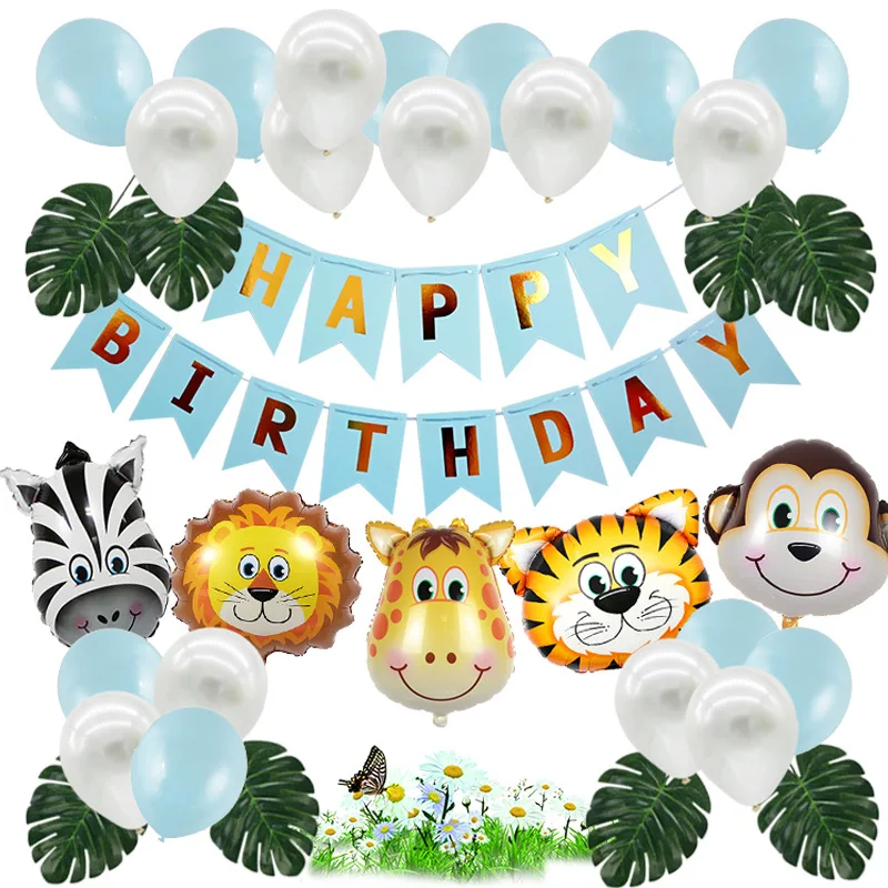 Decoración de fiesta de Safari para niños, tigre león, globos con animales decoraciones para fiesta de cumpleaños, Baby Shower, jungla, fiesta en el Zoo