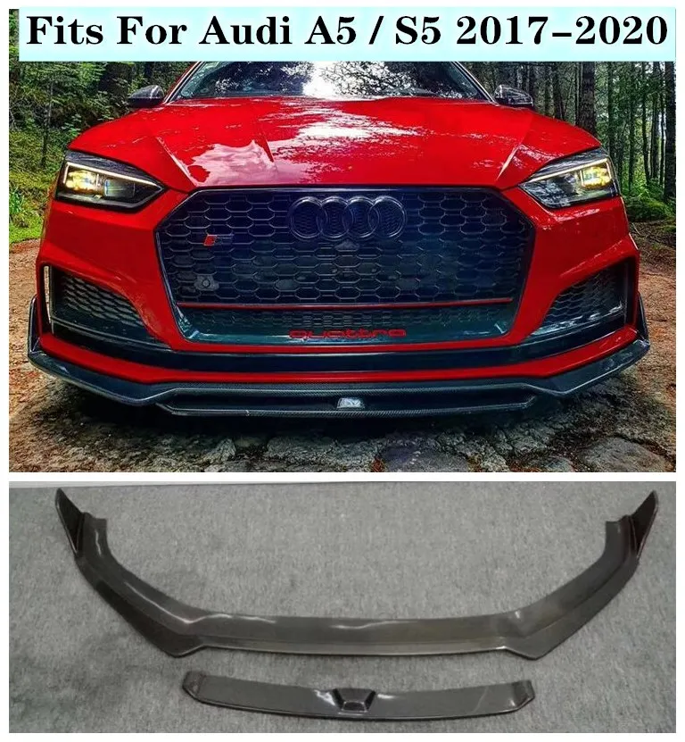 

NEW Carbon Fiber Spoiler+ Bumper Front Lip ++Side skirts+Rear Bumper Diffuser Protector Fit For Audi A5 / S5 2017 2018 2019 2020