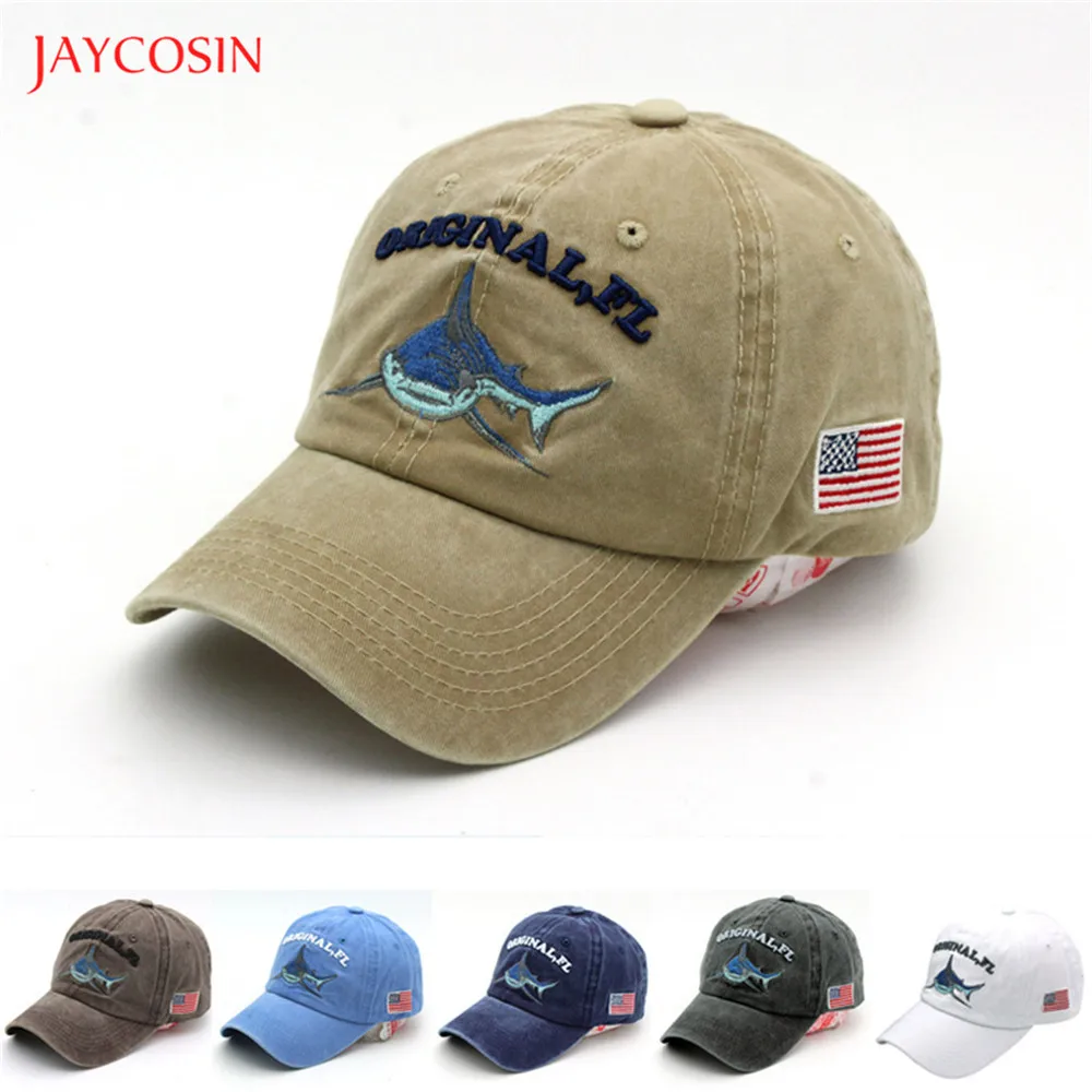 Joycosin, спортивная бейсбольная Кепка унисекс, Классическая, модная, вымытая, для пожилых мужчин, шапка с вышитым буквенным рисунком акулы, Регулируемая Кепка s