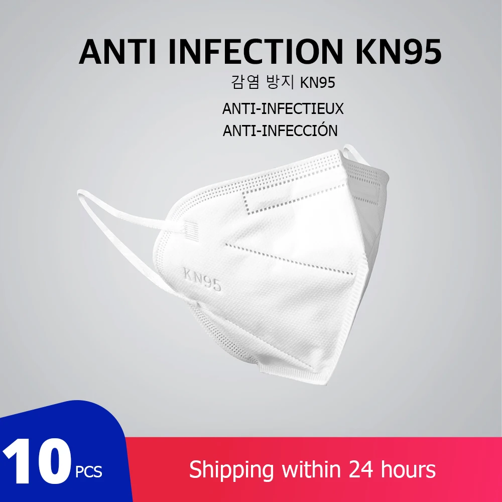 

Authentic 10 pcs KN95 Dustproof Anti-fog And Breathable Face Masks 95% Filtration Anti Virus N95 Masks Features as KF94 FFP2