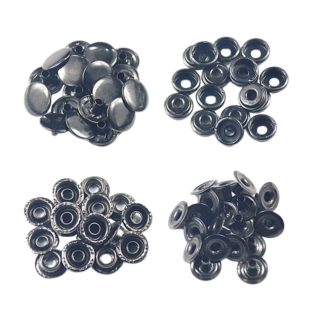 50SetsHeavyDutySnapFasteners15mmAntiqueMetalPoppersPressStud
