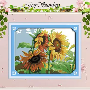 

Sunflowers in wind Counted Cross Stitch 11CT 14CT Cross Stitch Set Wholesale flower Cross-stitch Kit Embroidery Needlework