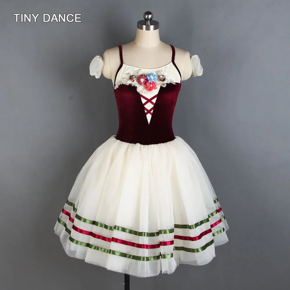Camisole/стильная бархатная юбка-пачка с корсетом для балета и танцев для девочек и женщин, романтическая юбка-пачка с 3 рядами лент, 20049 - Цвет: IVORY