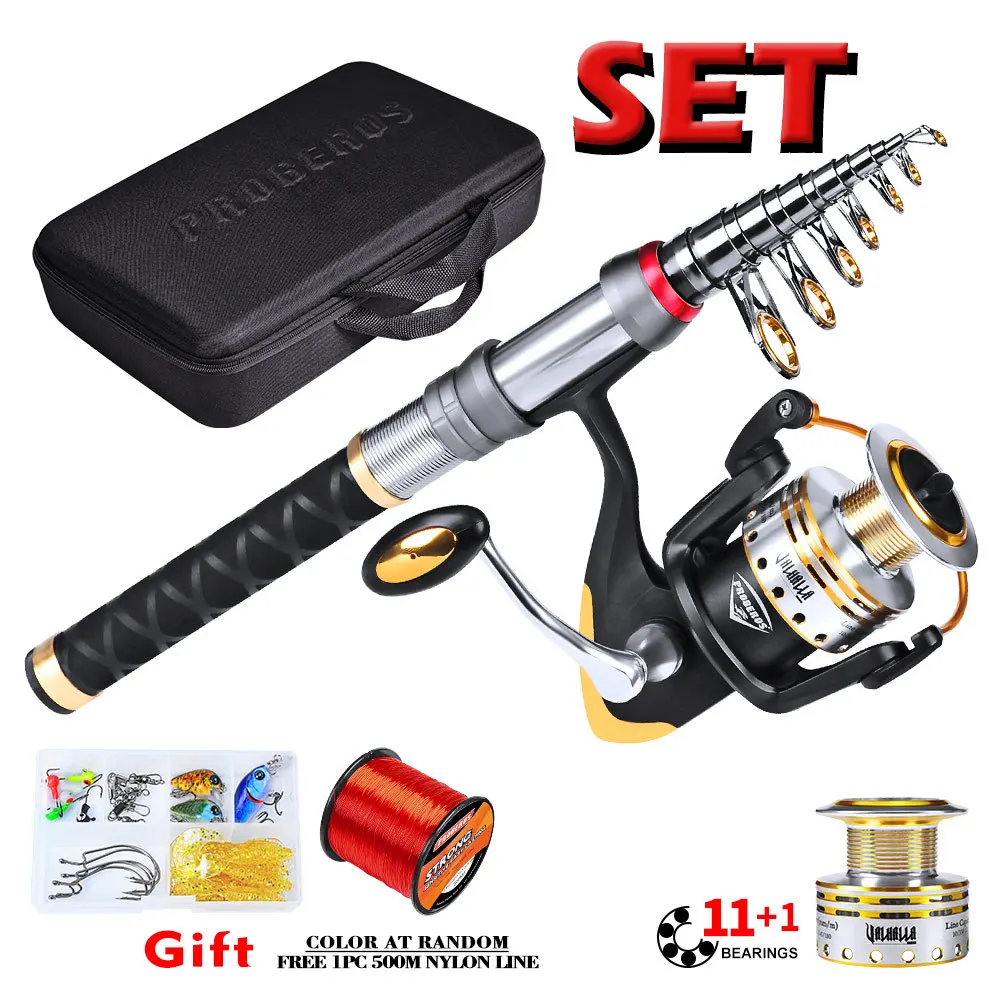 

PRO BEROS Metal Fishing 11+1 Bearing Balls Spinning reel 19kg MAX DRAG Package Fishing Rod + Fishing Reel + Bag + Lure
