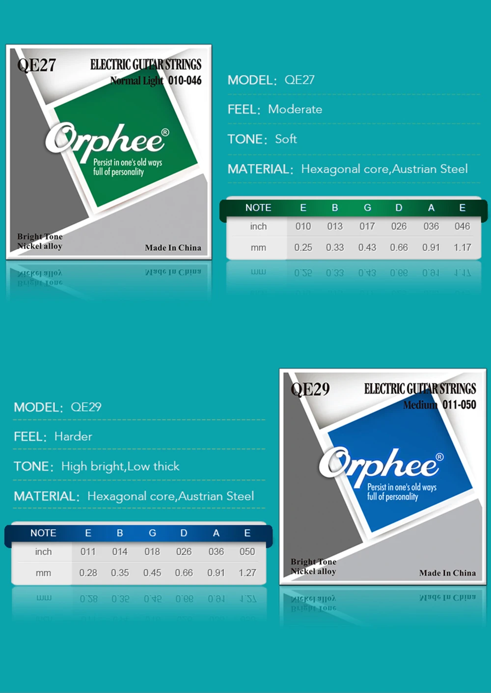 Orphee QE серии покрытые никелем Струны для электрогитары QE23/QE25/QE27/QE29 6 шт. профессиональные Струны для гитары