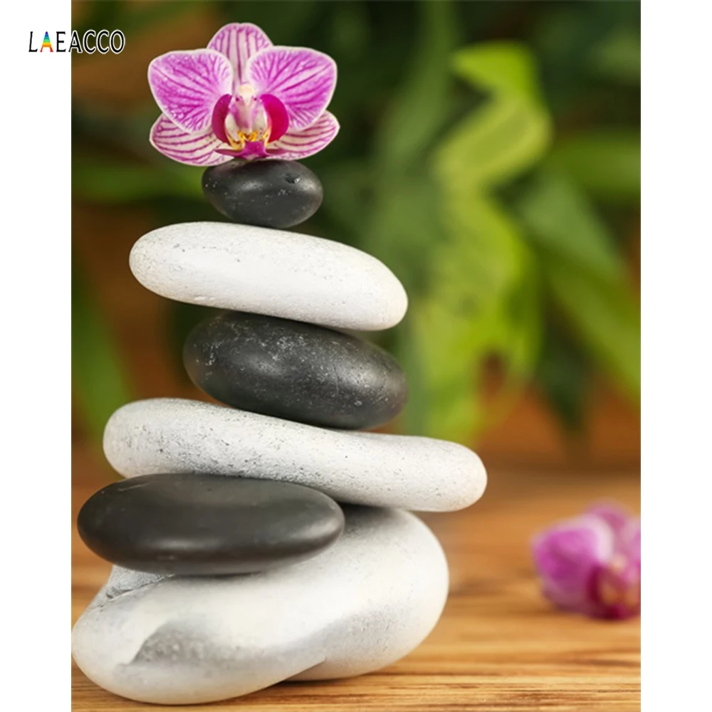 

Laeacco Cobblestone Pink Flowers Still life Personalized No Framed Photo Customize Home Decoration Oil Painting Canvas Picture