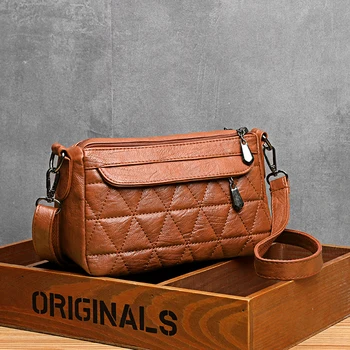 

New texture fashion soft multi layer all-match diagonal shoulder bag rhombus large capacity simple female messenger bag Z6
