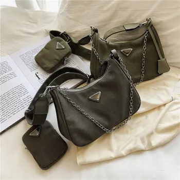 

Women Crossbody Bag Causal Luxury Handbags Retro canvas Bags Designer 3 pcs sets Luxury Brand Female Shoulder Messenger Bag