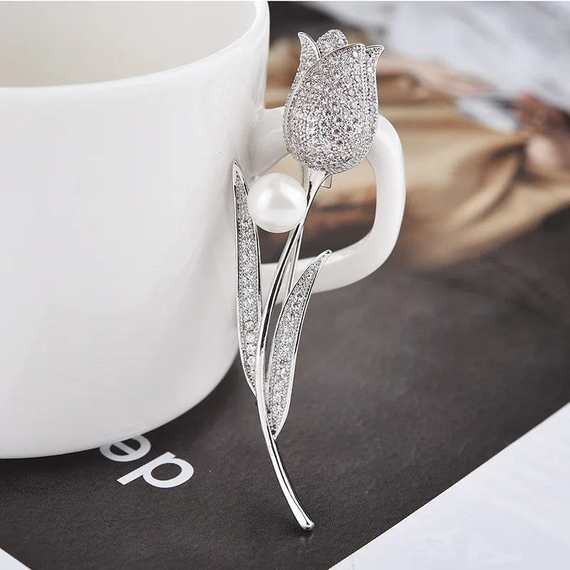 XIHA большой цветок броши для женщин нагрудная брошь Европа тюльпан циркония жемчужная брошь для мужчин костюм рубашка украшения на шею