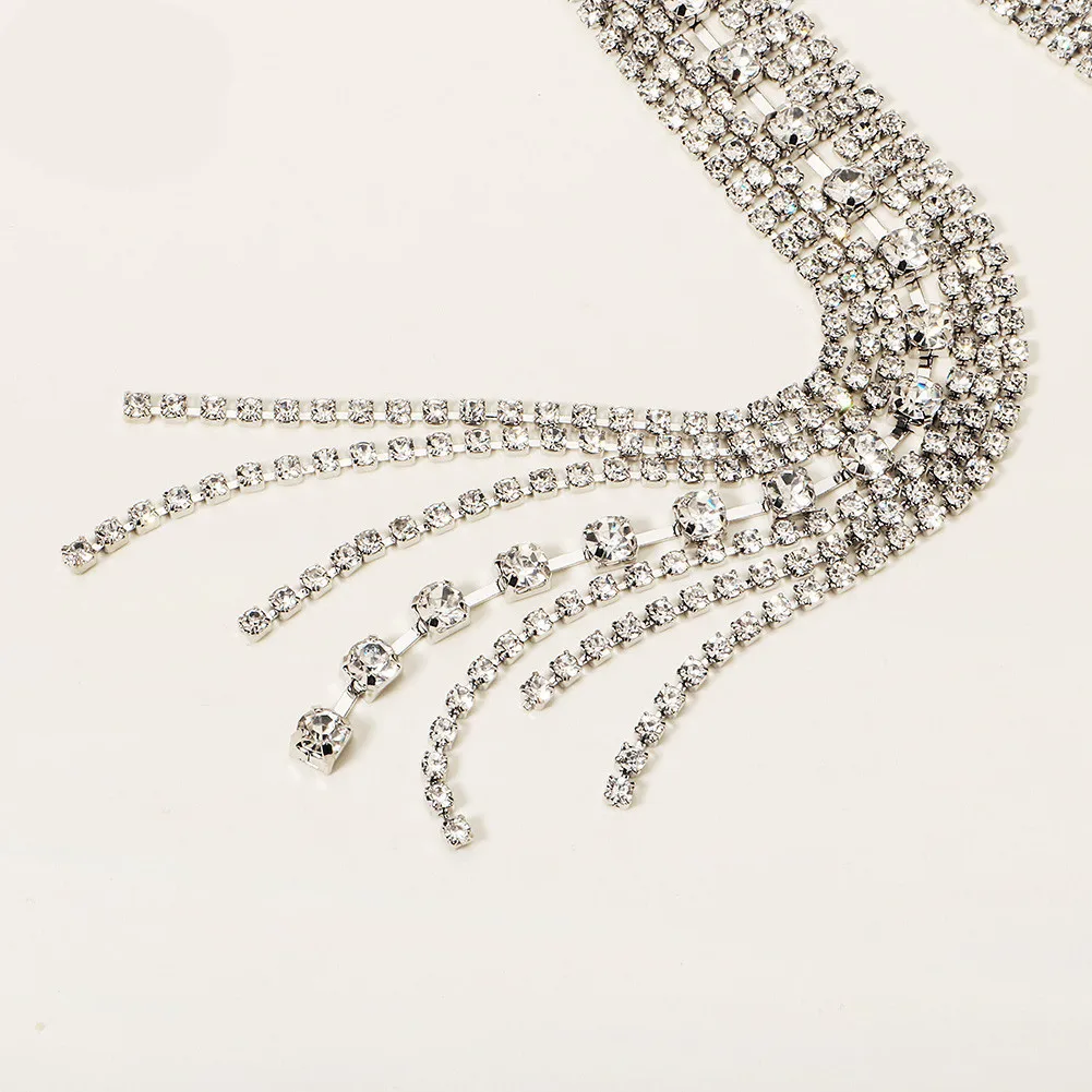 стразы на волосы Full Rhinestone Hair Clips For Women Girls jewelry Long Hair Clip Tassel заколка для волос accessoire cheveux