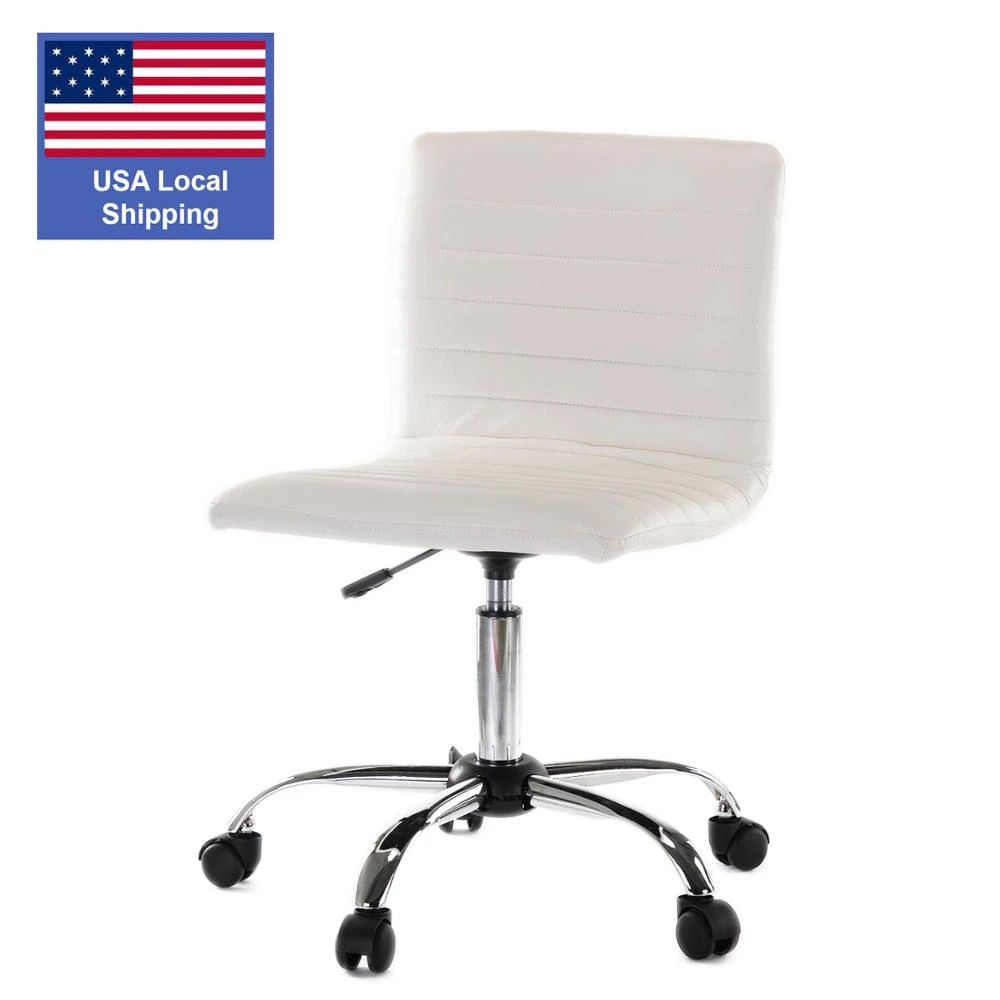 Home Office Computer Chair Adjustable Height Ribbed Low Back Armless Swivel Conference Room Task Desk Chairs