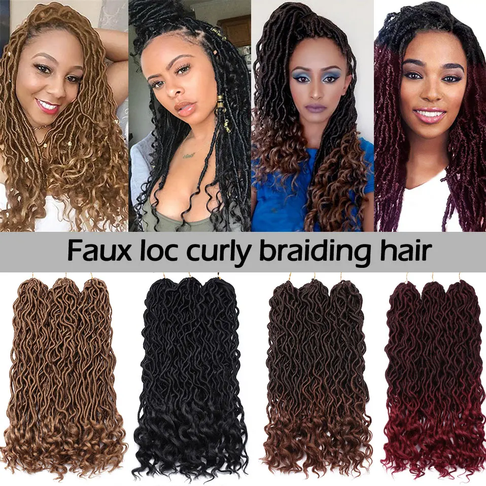 S-noilite 20 дюймов Faux locs Curly вязанные крючком волосы в богемном стиле синтетические плетеные волосы 24 пряди/шт. Вязанные косы волосы для черного цвета