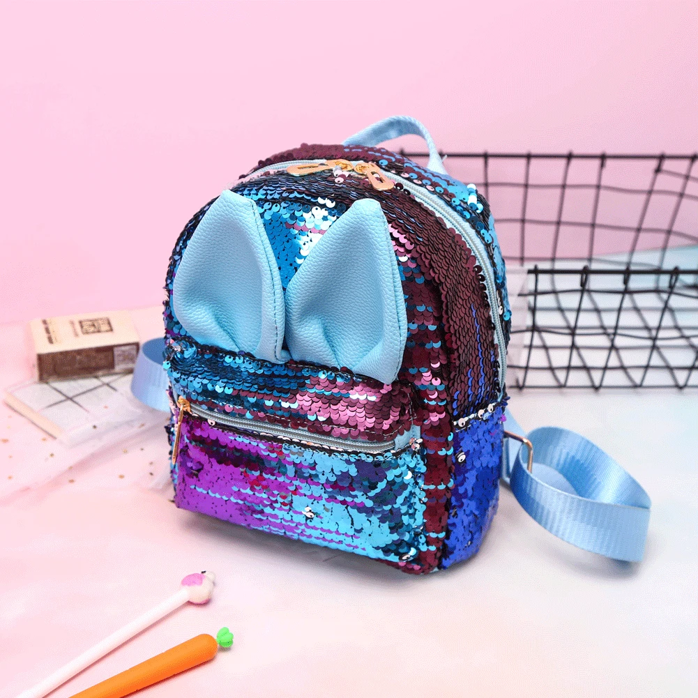 Мини-рюкзак с блестками для девочек, маленькая школьная сумка с блестками, дорожная сумка, детские милые школьные сумки с кроличьими ушками и блестками - Цвет: As Photo Shows