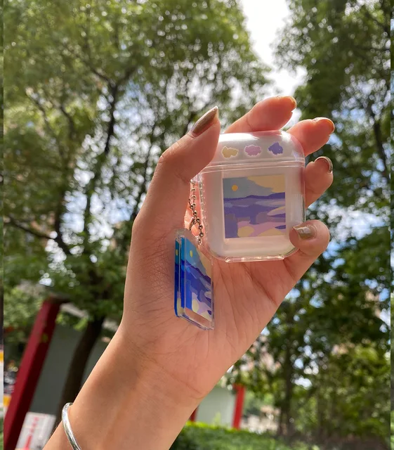 Cute Fresh Flower Earphone Case For AirPods 1 2 Pro Case Transparent TPU Air pods 3 Bluetooth Earphone Charging Box With Keyring 13