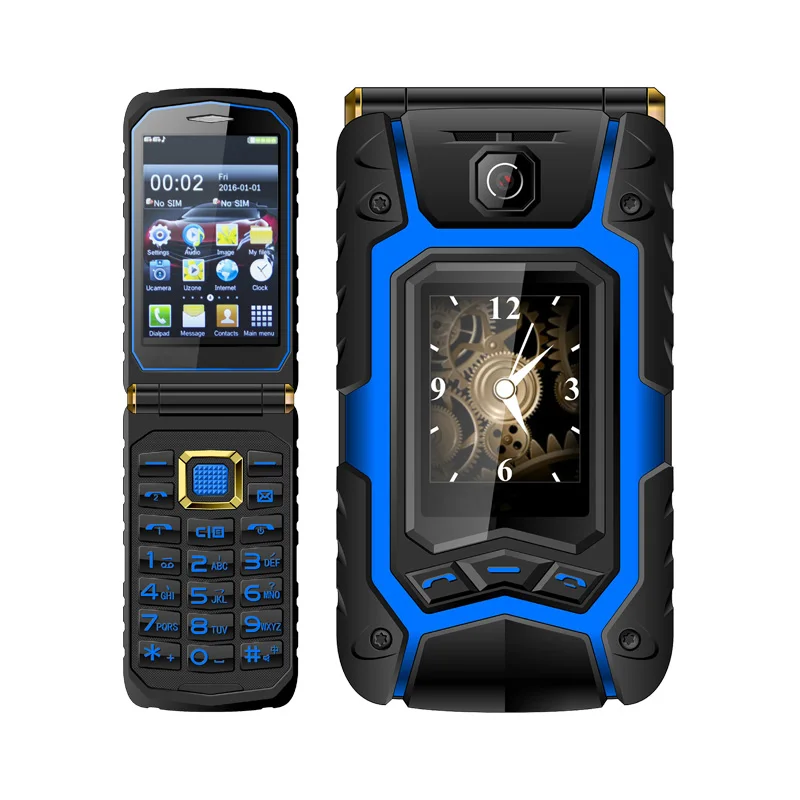 UNIWA X9 X28 Флип Мобильный телефон для пожилых людей 16800mAh gsm большая кнопка Dual SIM FM Русский Иврит Клавиатура рукописного ввода чехлов для телефонов SOS - Цвет: Blue X9