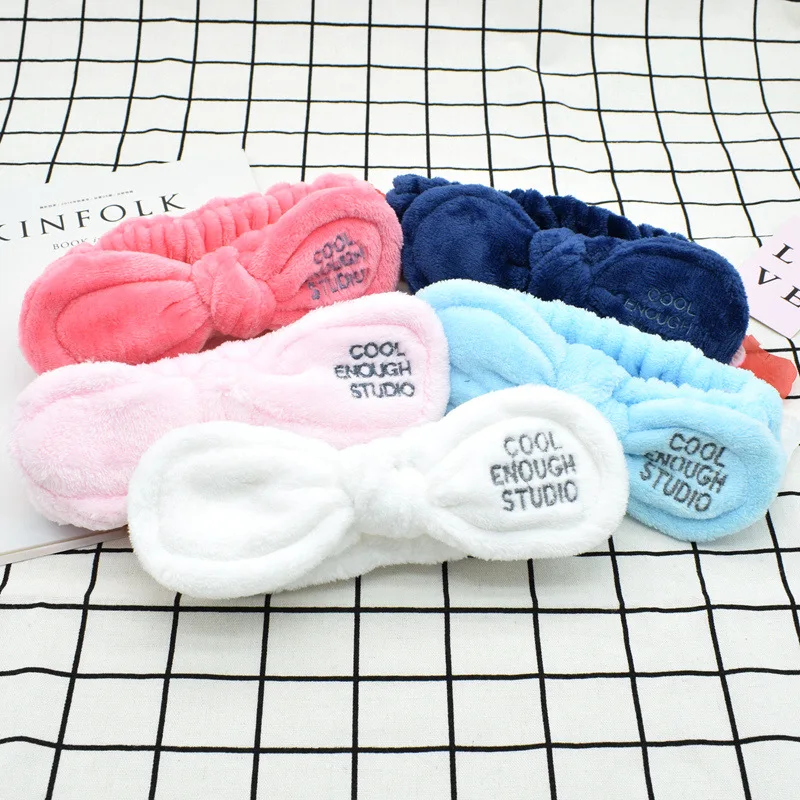 

New plush letter hair band lady lovely rabbit ears wide edge wash face band hair band bath wholesale
