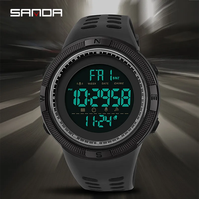 

Fashion Men Sport Watch Week/Date Display Luminous Effect Digital Watch Waterproof Resin Watchband Electronic Clock Relogio