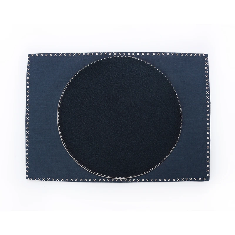 Exquisite Navy Blue Cotton And Linen Embroidered Square Pad For Femal Ring Earring Pendent Bracelet Jewelry Display Cloths
