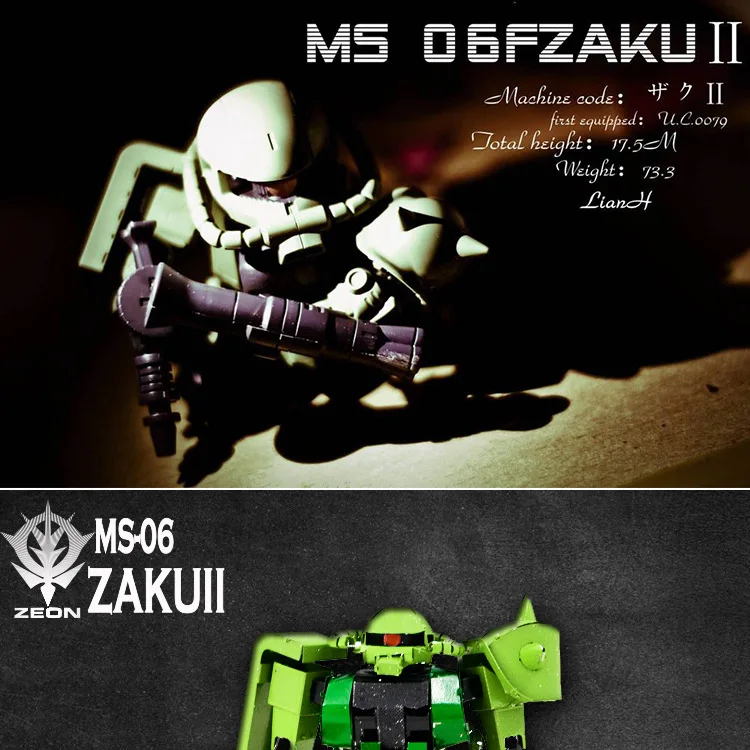 Чистый металл Gundam мех без клея собранная модель MS-06 zakuii Zaku цветная версия