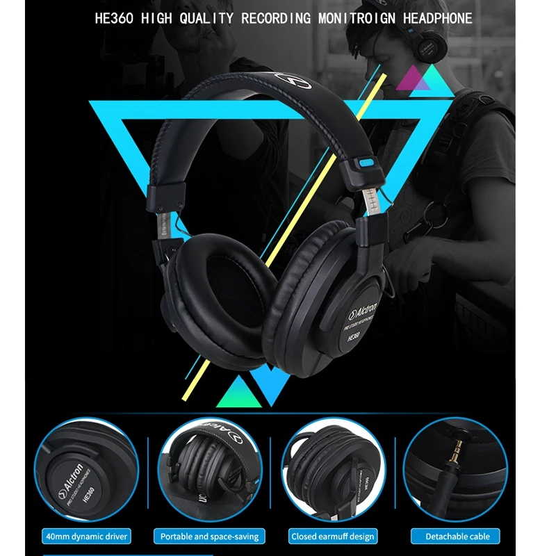Alctron HE360 Monitoring Headphone Portable HIFI Adjustable Foldable Closed Professional Studio Headphone