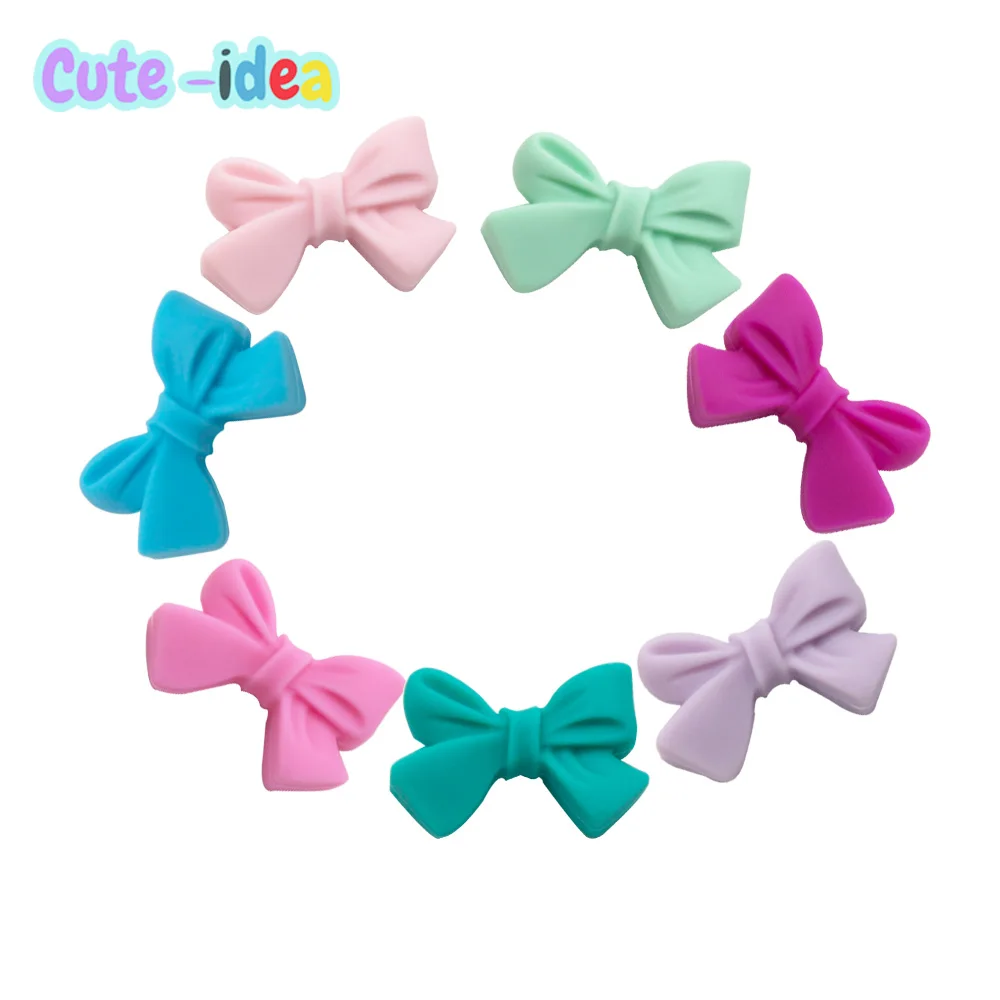 

Cute-Idea 10PCs Bow Beads Teether DIY Accessory Handmade Pacifier Chain Chewable colorful Teething Jewelry Necklace Baby Product