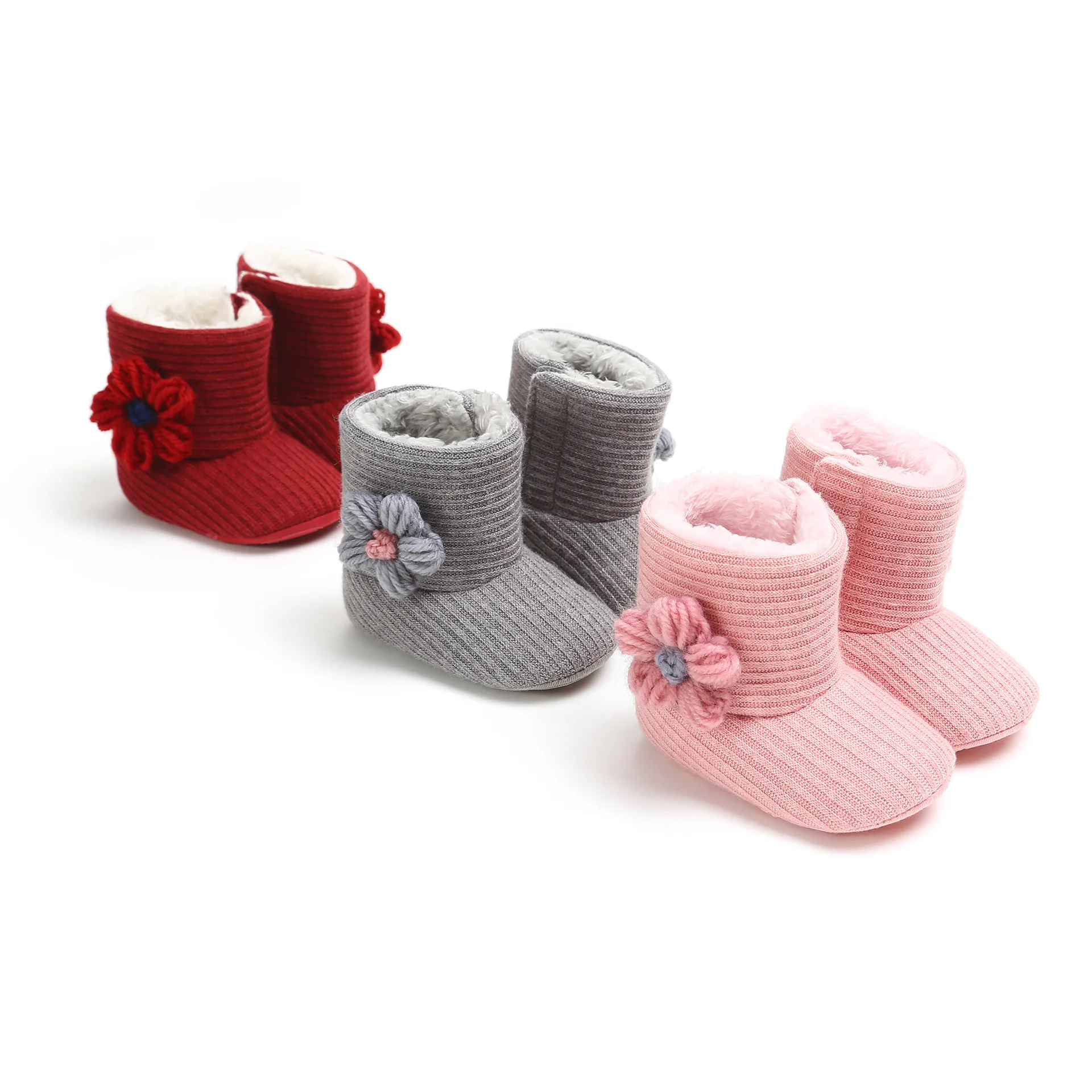 DOGEEK/Обувь для малышей; ботинки для маленьких девочек; зимние теплые толстые ботинки с цветочным принтом; меховая обувь для новорожденных девочек; хлопковая обувь для кроватки