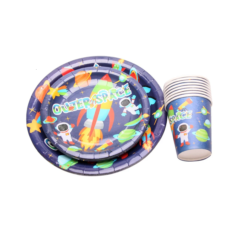 New Cartoon Space Planet Birthday Party Decoration Supplies Children's Favorite Disposable Tableware Paper Cup | Дом и сад