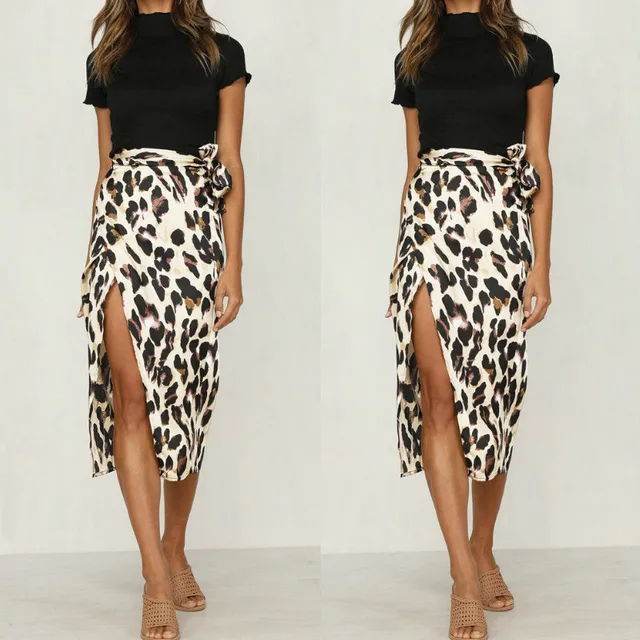 leopard print tie skirt