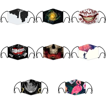 

Skull Print mouth Mask Men Reusable Protective PM2.5 Filter Paper Mask Women anti dust Face mask kid bacteria proof Flu Mask
