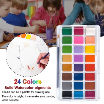 

24 Colors Solid Watercolor Set Painting Brush Pen Pigment School Professional Kids Students Art Supplies Stationery paint