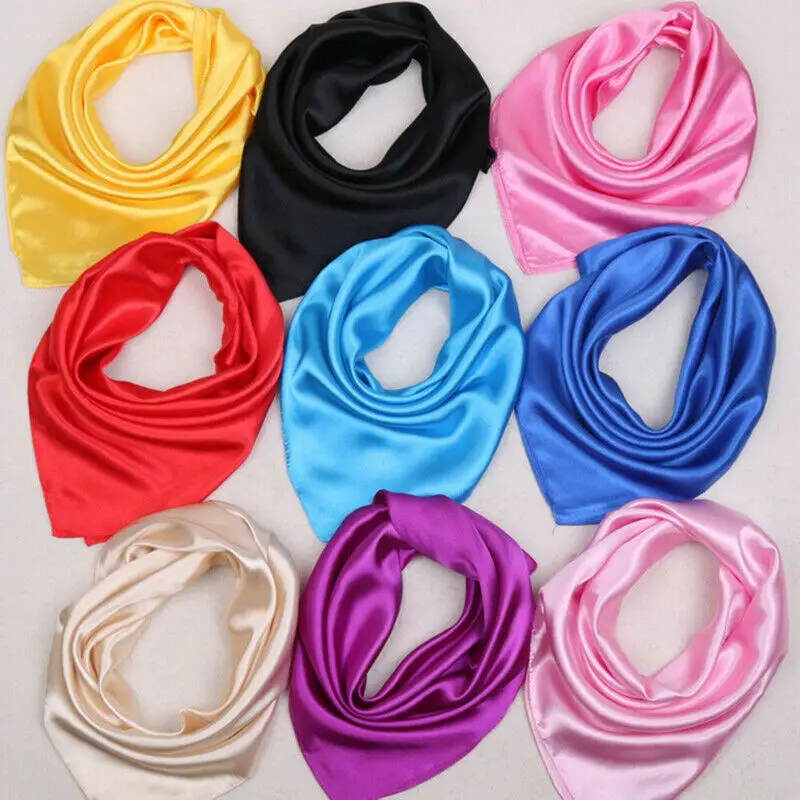 NEW Square scarf hair band for business women party elegant small vintage tight retro head neck silk satin scarf 60cm