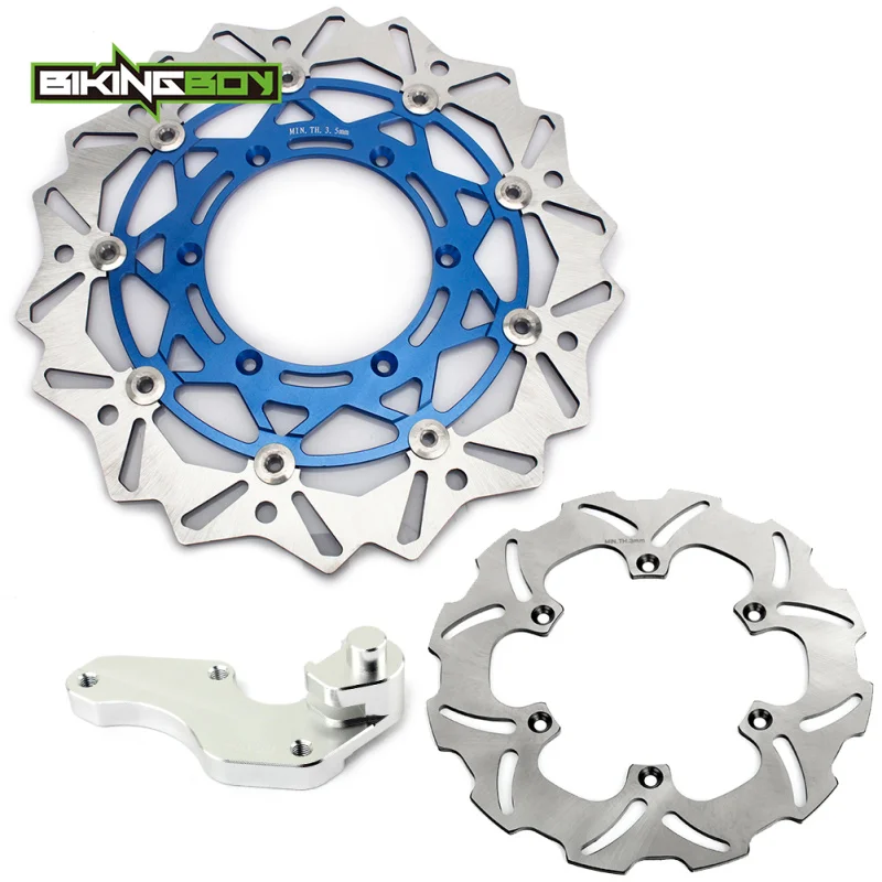 Blue Silver BIKINGBOY для suzuki rm 125 250 00 01 02 03 04 05 06 07 08 09 спереди и сзади тормозные диски роторы кронштейн 320 мм RM125 RM250 набор - Цвет: Blue Silver