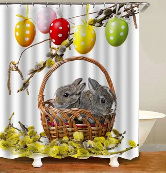 

Rabbit Creative Shower Curtain Waterproof Anti-Fog 3D Digital Printing Polyester Shower Curtain