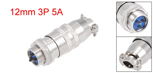 12mm 3P 5A 250V Uxcell разъем авиация 2-6P 3-10A 250-500 в водонепроницаемый мужской провод панель питания шасси металлические фитинги Серебряный тон - Цвет: 12mm 3P 5A 250V