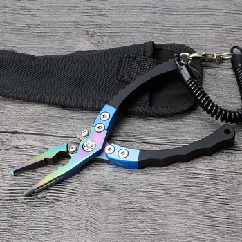

Aluminum Fishing Pliers Scissors Line Cutter Braid Cutter Hook Remover Crimper Portable Fishing Tools With Lanyard And Pouch