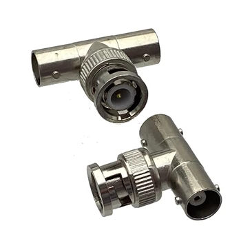1pcs Connector Adapter BNC Male Plug to Dual BNC Female Jack T Splitter Wire Terminal RF Coaxial Converter Straight New