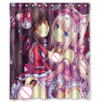 

Anime Nekopara Chocolat & Vanilla Personalized Custom Neko Para Cats Paradise Coconut Shower Curtain with 12 Plastic Hooks