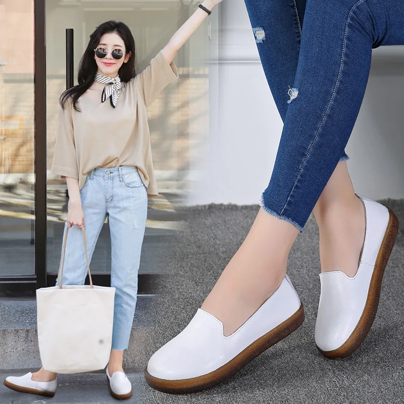 

Slip-on Loafers Women's 2018 Students Flat Anti-slip Nurse Shoes Comfortable And Light Soft-Sole Pregnant Women WOMEN'S Shoes