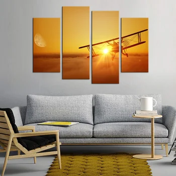 

Airplane Flying Through Clouds Home Decor Modern Painting 4 Pieces Wall Poster for Bedroom Canvas Home Wall Art Decoration